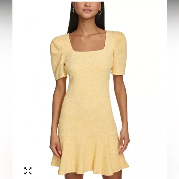 Karl Lagerfeld Yellow Puff Sleeve Mini Dress - Picture 1 of 11